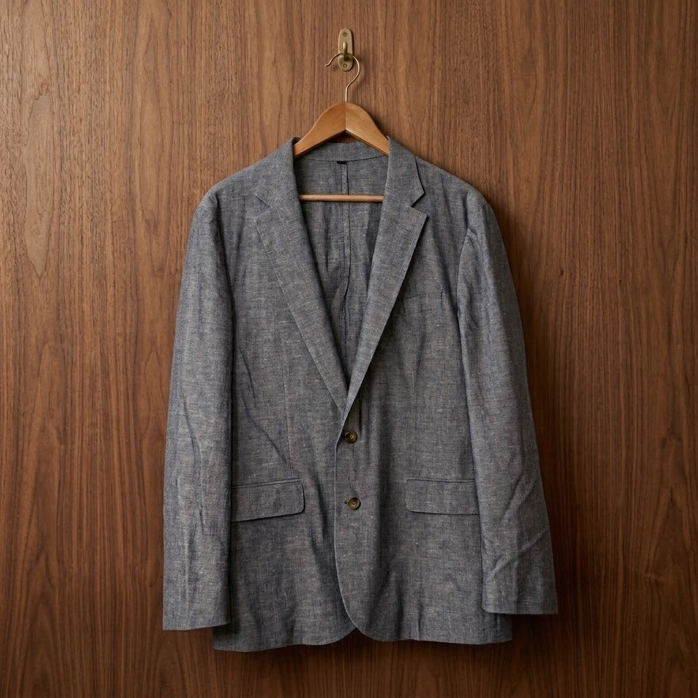 J.Crew Ludlow Slim Unstructured Blazer 42R Blue Somelos Linen Blend Sport Coat